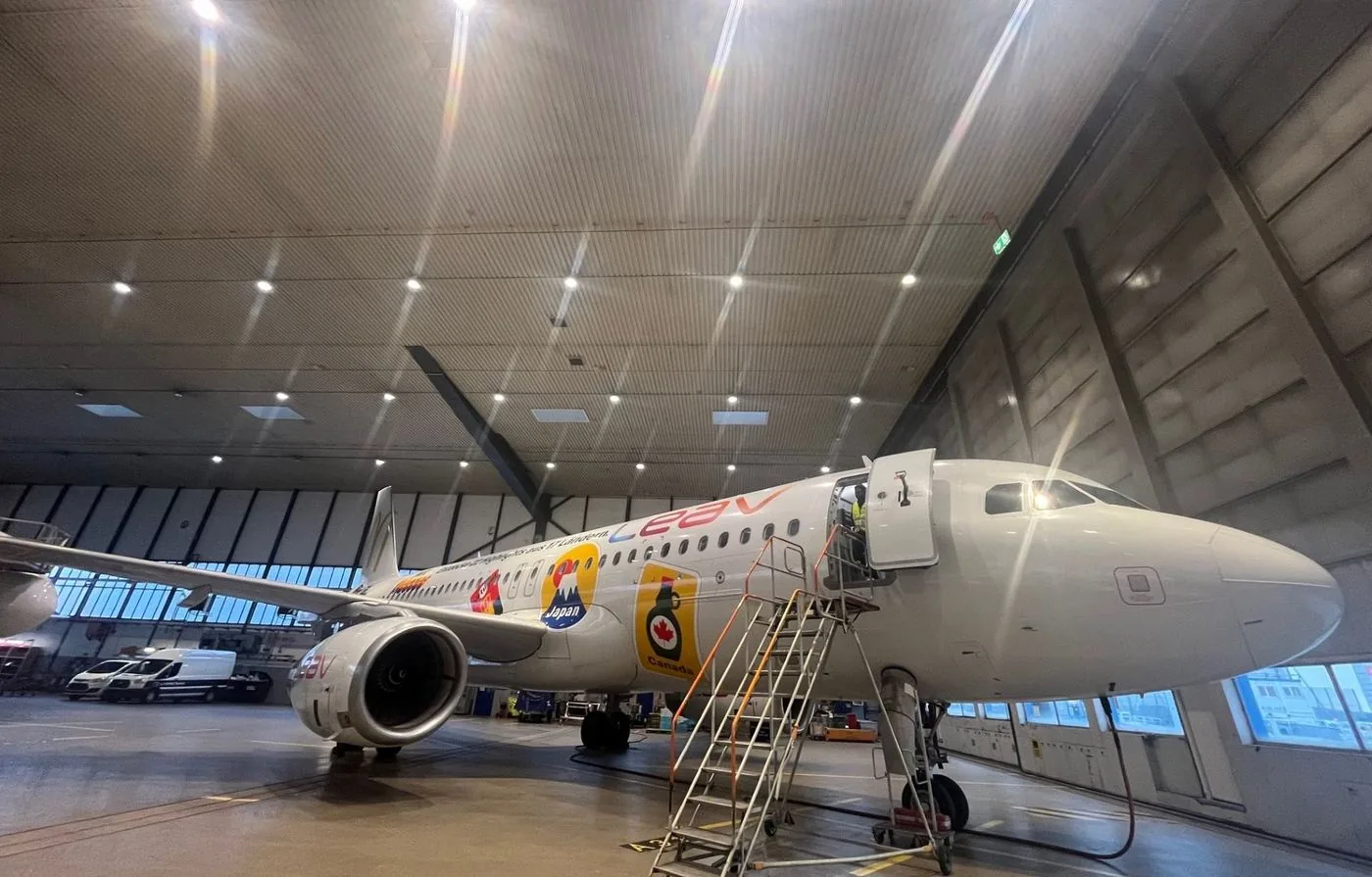 Airbus A320 with the McDonald&rsquo;s campaign livery in the hangar