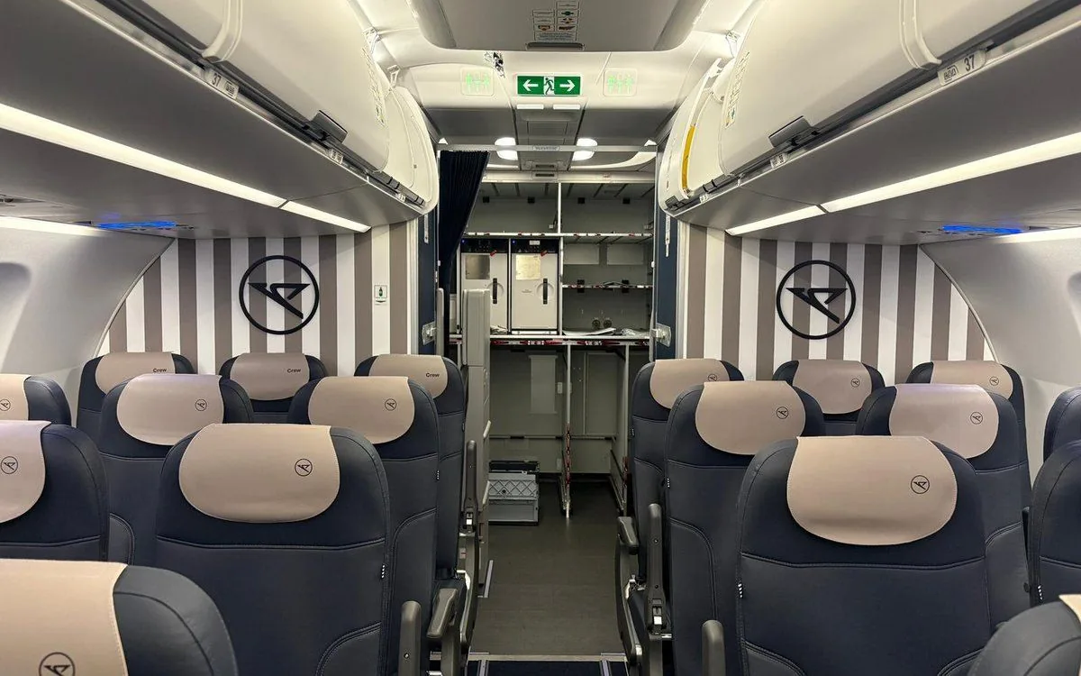 Aircraft cabin after a refurbishment